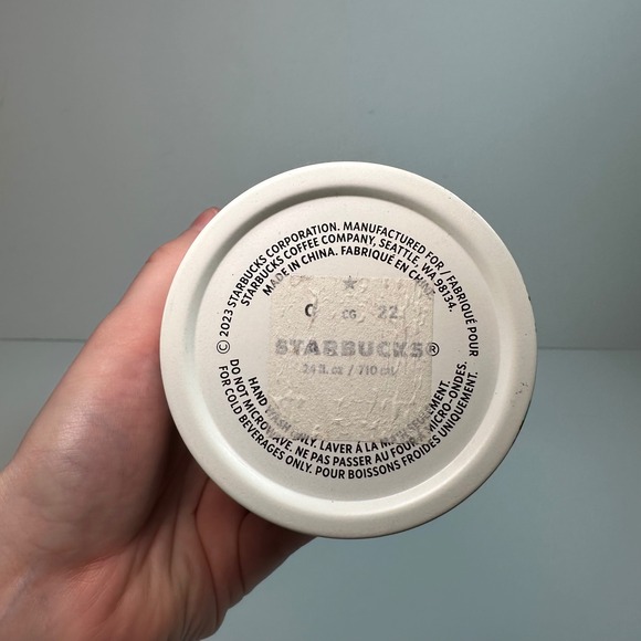 Starbucks 2023 Floral Leaf Cold Cup Tumbler 24oz White Blue Gold Stainless Steel - Picture 5 of 6